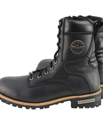 Milwaukee Leather Men's Classic Black Leather Lace-Up Logger Boots w/ Side Zipper MBM9095