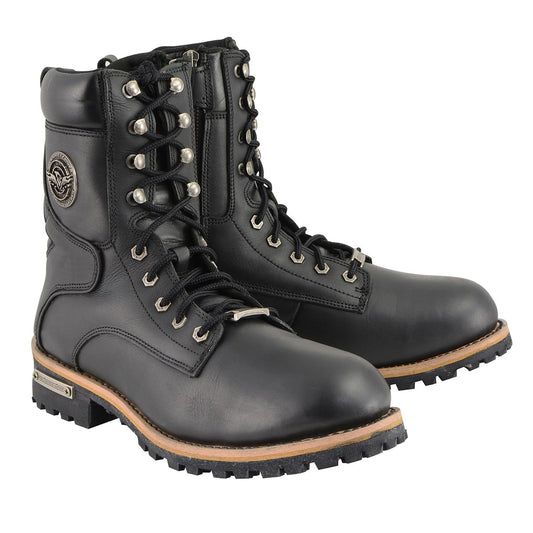 Milwaukee Leather MBM9095W Men's Black Wide Width Lace-Up Classic Logger Boots