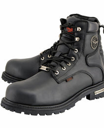 Milwaukee Leather MBM9097WPST Men's Black Wide-Width 6-inch Logger Steel Toe Water Proof Leather Boots