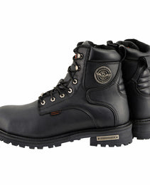 Milwaukee Leather MBM9097WPST Men's Black Wide-Width 6-inch Logger Steel Toe Water Proof Leather Boots