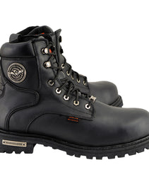 Milwaukee Leather MBM9097WPST Men's Black Wide-Width 6-inch Logger Steel Toe Water Proof Leather Boots