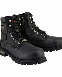 Milwaukee Leather MBM9097WPST Men's Black Wide-Width 6-inch Logger Steel Toe Water Proof Leather Boots