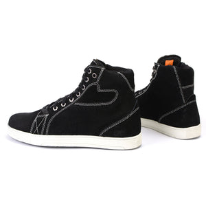 Milwaukee Leather MBM9107 Men's Black Suede Leather w/ White Stitching Reinforced Street Riding Shoes w/ Ankle Support