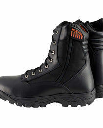 Milwaukee Leather Men's 9-Inch Black Leather Lace-Up Tactical Motorcycle Boots w/ Side Zipper MBM9110