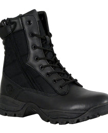 Milwaukee Leather Men's 9-Inch Black Leather Lace-Up Tactical Motorcycle Boots w/ Side Zipper MBM9110