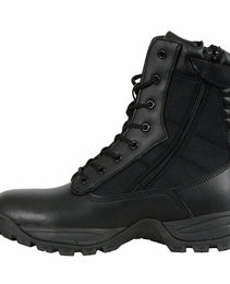 Milwaukee Leather Men's 9-Inch Black Leather Lace-Up Tactical Motorcycle Boots w/ Side Zipper MBM9110