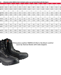 Milwaukee Leather Men's 9-Inch Black Leather Lace-Up Tactical Motorcycle Boots w/ Side Zipper MBM9110