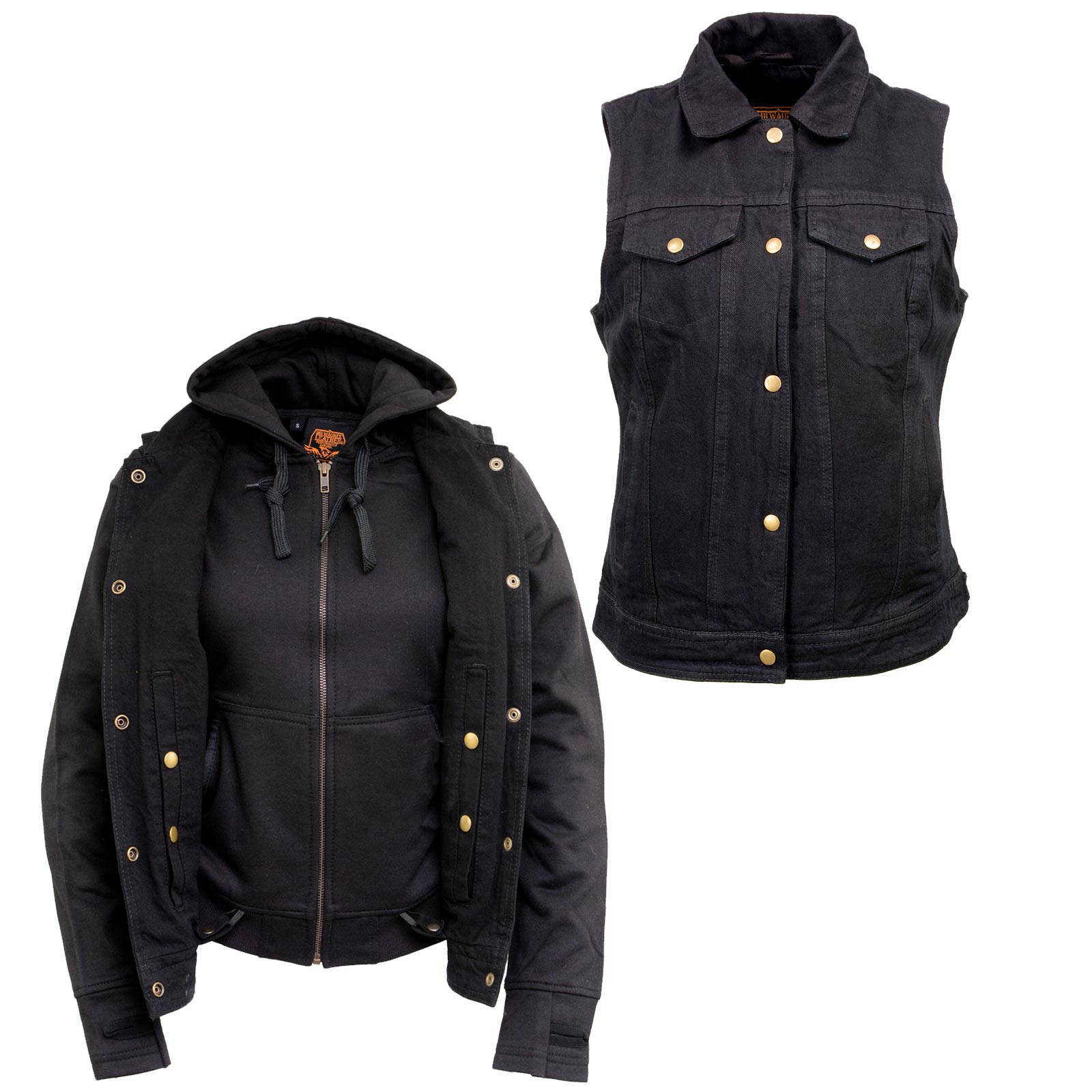 Womens black clearance denim motorcycle vest