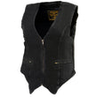 Milwaukee Leather MDL4010 Women's Black Zipper Front Denim Vest with Side Stretch