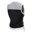 Milwaukee Leather MDL4050 Women's 'Skelly' Black with White Motorcycle Denim Vest w/ Skull Embroidery