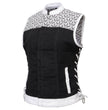 Milwaukee Leather MDL4050 Women's 'Skelly' Black with White Motorcycle Denim Vest w/ Skull Embroidery