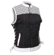 Milwaukee Leather MDL4050 Women's 'Skelly' Black with White Motorcycle Denim Vest w/ Skull Embroidery