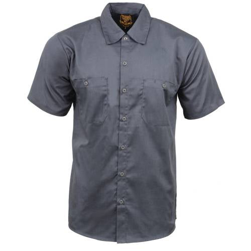 Milwaukee Leather MDM11668 Men's Grey Button Up Heavy Duty Work Shirt | Classic Mechanic Work Shirt w/ Pockets