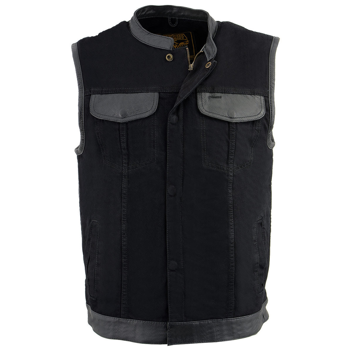 Black denim motorcycle club orders vest