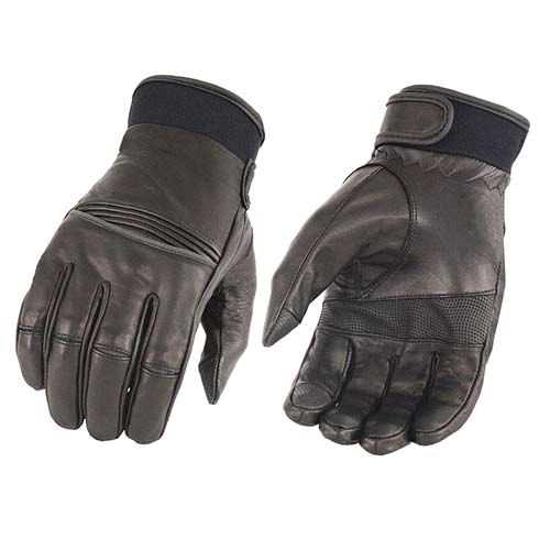 Milwaukee Leather MG7525 Men's Black Leather i-Touch Screen Compatible Gel Palm Motorcycle Hand Gloves W/ Flex Knuckle