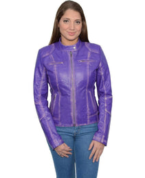 Milwaukee Leather SFL2830 Women's Purple Scuba Style Sheepskin Fashion Leather Jacket