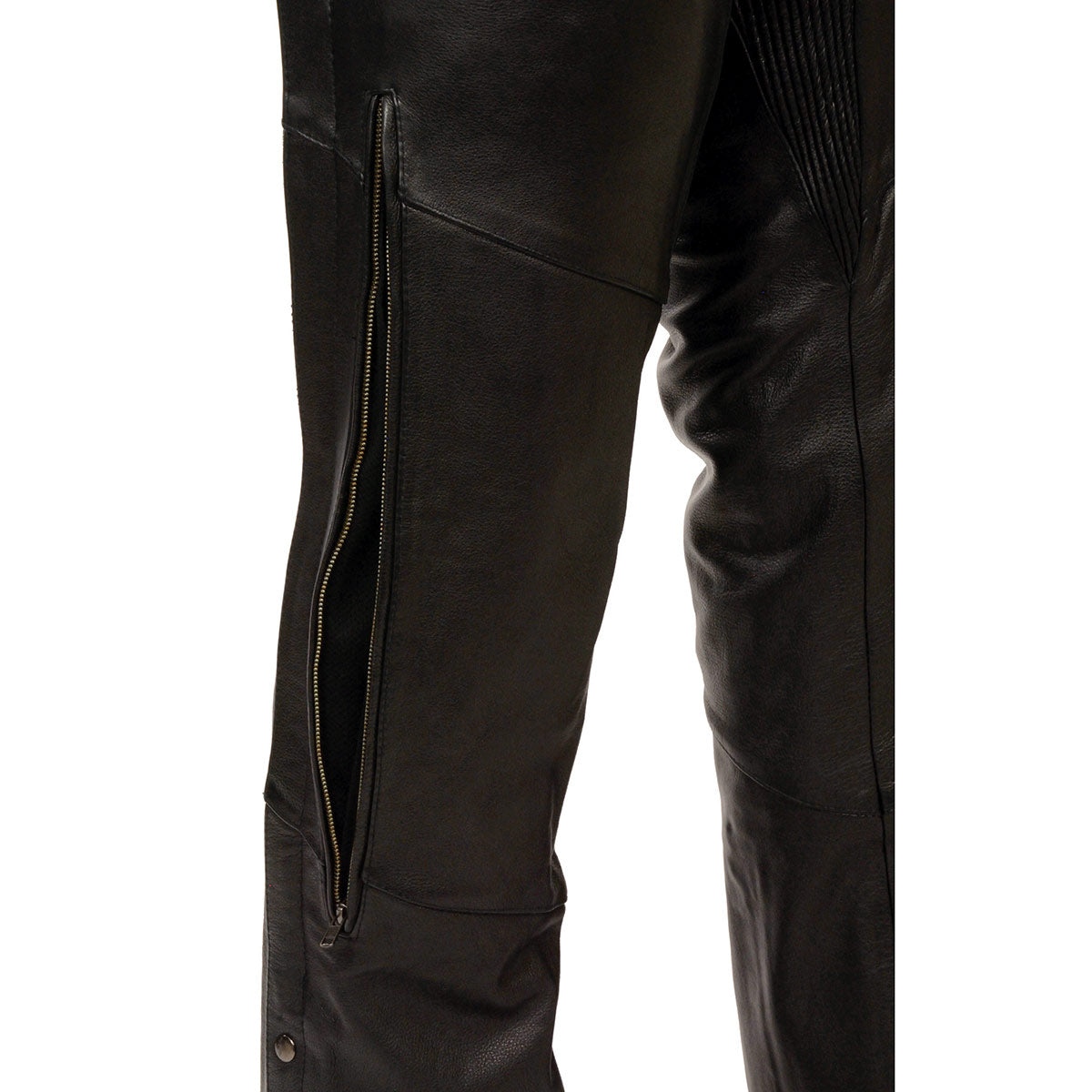 Men's Black Leather Chaps Cargo Pockets Open store Front Open Back Fashion