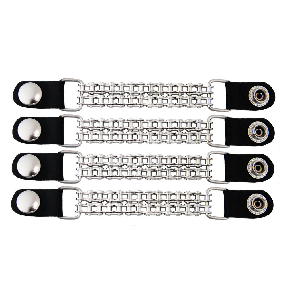 Milwaukee Leather Eagle Head Engraving Medallion Vest Extender - Double Chrome Chains Genuine Leather 6.5