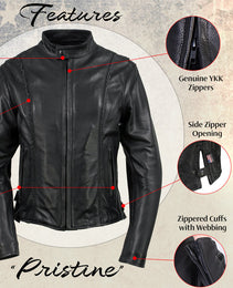 Milwaukee Leather USA MADE MLJKL5002 Women's Black 'Pristine' Premium Motorcycle Leather Jacket