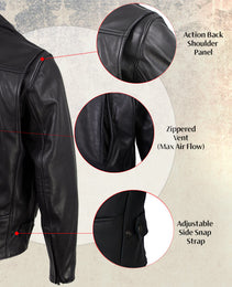 Milwaukee Leather USA MADE MLJKM5008 Men's Black 'Revolve' Premium Leather Vented Motorcycle Jacket