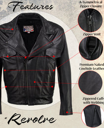 Milwaukee Leather USA MADE MLJKM5008 Men's Black 'Revolve' Premium Leather Vented Motorcycle Jacket