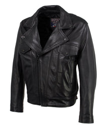 Milwaukee Leather USA MADE MLJKM5008 Men's Black 'Revolve' Premium Leather Vented Motorcycle Jacket