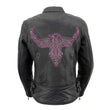 Milwaukee Leather MLL2570 Women's 'Phoenix Embroidered' Black and Purple Motorcycle Leather Jacket