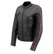 Milwaukee Leather MLL2570 Women's 'Phoenix Embroidered' Black and Purple Motorcycle Leather Jacket