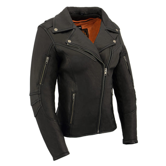 Milwaukee Leather MLL2581 Ladies ‘Vented’ Black Leather Lightweight Long Length MC Jacket