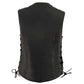 Milwaukee Leather MLL4546 Women's Black Naked Leather Lightweight 4-Snap V-Neck Side Lace Motorcycle Rider Vest