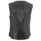 Milwaukee Leather MLL4570 Women's Studded Phoenix Black Leather Motorcycle Biker Vest w/ Embroidery Art