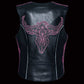 Milwaukee Leather MLL4570 Women's Studded Phoenix Black/Purple Leather Motorcycle Vest w/ Embroidery Art