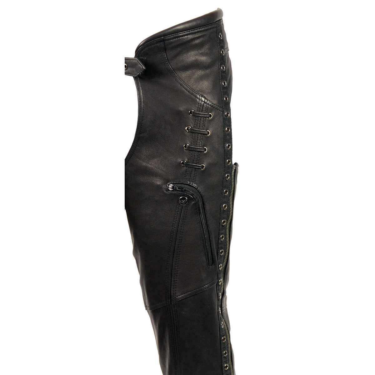 Milwaukee Leather Chaps for Women Black Lightweight Naked Goat