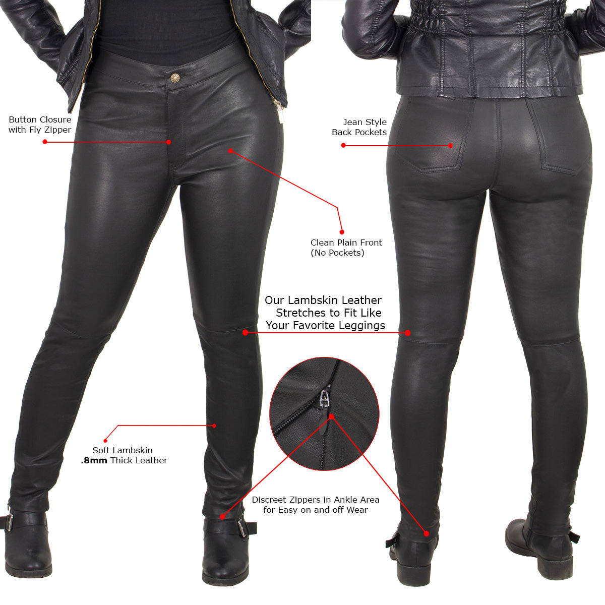 Women's lambskin leather outlet pants