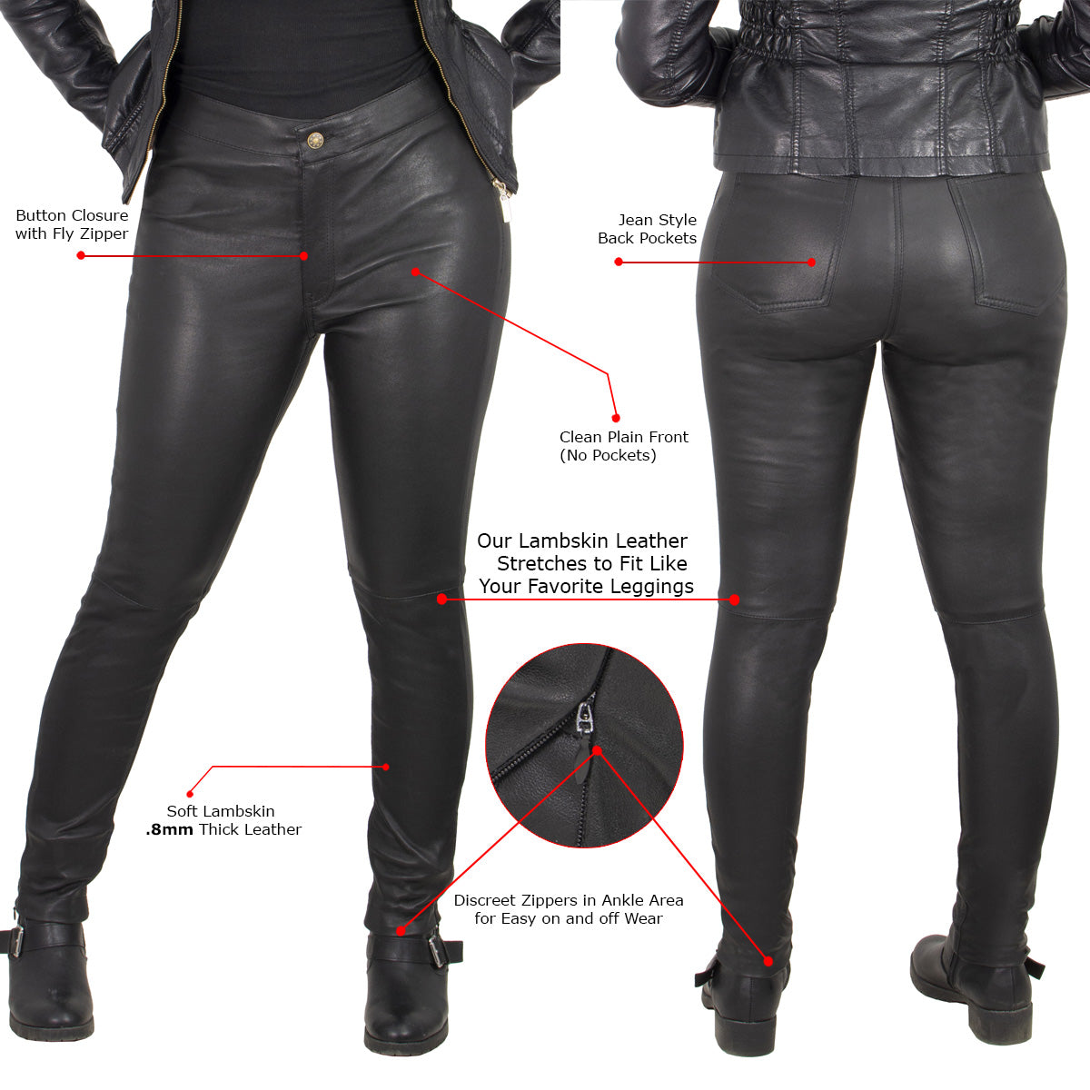 Milwaukee Leather MLL6690 'Sandy' Women's Black Lambskin Stretch –  LeatherUp USA