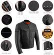 Milwaukee Leather MLM1504 Men's Black ‘The Skelly Racer’ Premium Moto Leather Jacket