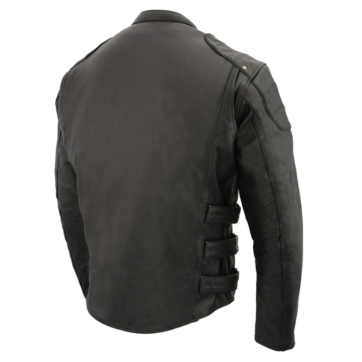 Milwaukee Leather MLM1505 Men's 'Assault Racer' Black Leather Jacket with Triple Side Straps