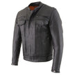 Milwaukee Leather MLM1506 Men's 'Cool-Tec' Black Real Leather Scooter Style Motorcycle Jacket with Utility Pockets