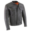 Milwaukee Leather MLM1506 Men's 'Cool-Tec' Black Real Leather Scooter Style Motorcycle Jacket with Utility Pockets