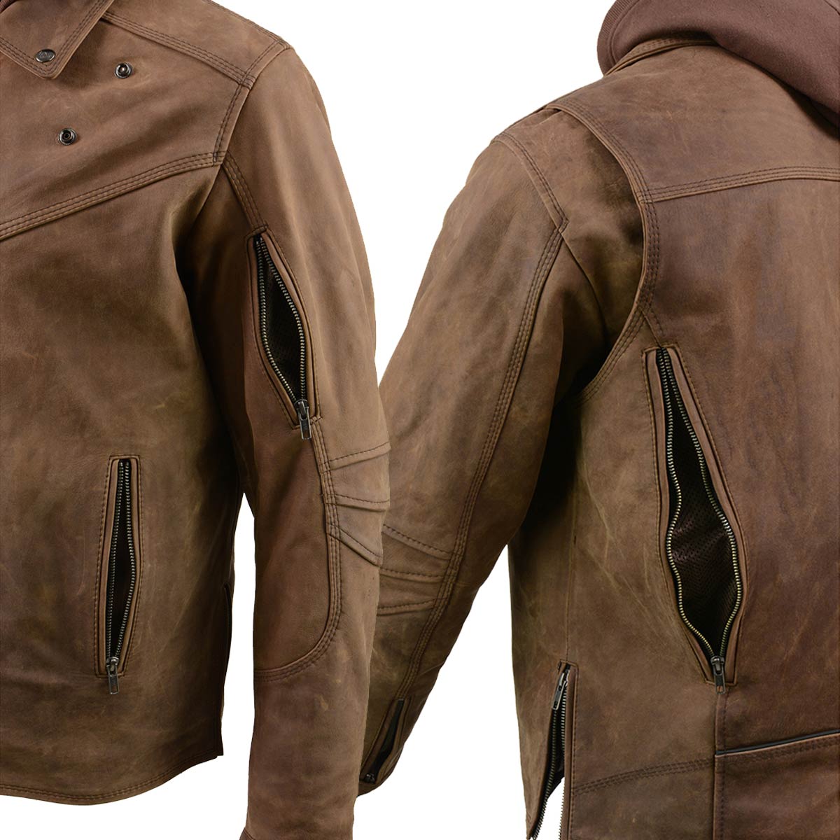 – LeatherUp Vintage Men\'s Leather USA Milwaukee Crazy Brown MLM1511 Horse\' \'Vagabond\'