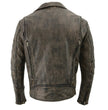 Milwaukee Leather MLM1515 Men's Classic Beltless Distressed Brown Leather Triple Stitched Motorcycle Biker Jacket