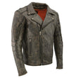 Milwaukee Leather MLM1515 Men's Classic Beltless Distressed Brown Leather Triple Stitched Motorcycle Biker Jacket