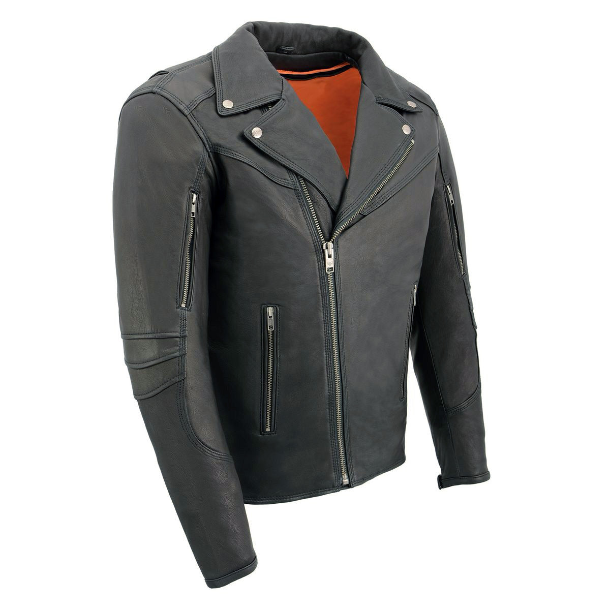 Milwaukee Leather MLM1516 Black Real Leather Motorcycle Jacket for Men ...