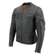 Milwaukee Leather MLM1526 Men's Black 'Stay Cool' Black Leather Sporty Motorcycle Jacket with Cool-Tec