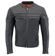 Milwaukee Leather MLM1526 Men's Stay Cool Black Premium Leather Sporty Motorcycle Jacket w/ Cool-Tec Leather Treatement