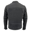 Milwaukee Leather MLM1536 Mens Vintage Distressed Grey Leather Scooter Style Motorcycle Jacket - Reflective Piping