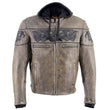 Milwaukee Leather MLM1561 Men's Distressed Brown Leather Jacket with Reflective Skulls