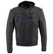 Milwaukee Leather MLM1563 Men's Black Leather Scooter Style Motorcycle Jacket with Reflective Skulls w/ Hoodie