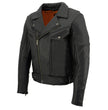 Milwaukee Leather MLM1570 Men’s Black Premium Cowhide Leather Utility Pocket Motorcycle Jacket