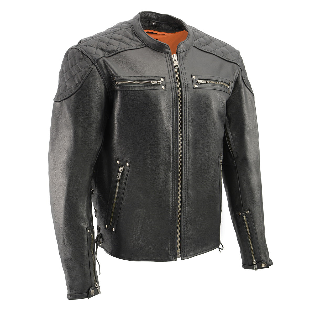 Milwaukee Leather MLM1580 Men's Full Side Lace Vented Black Leather ...